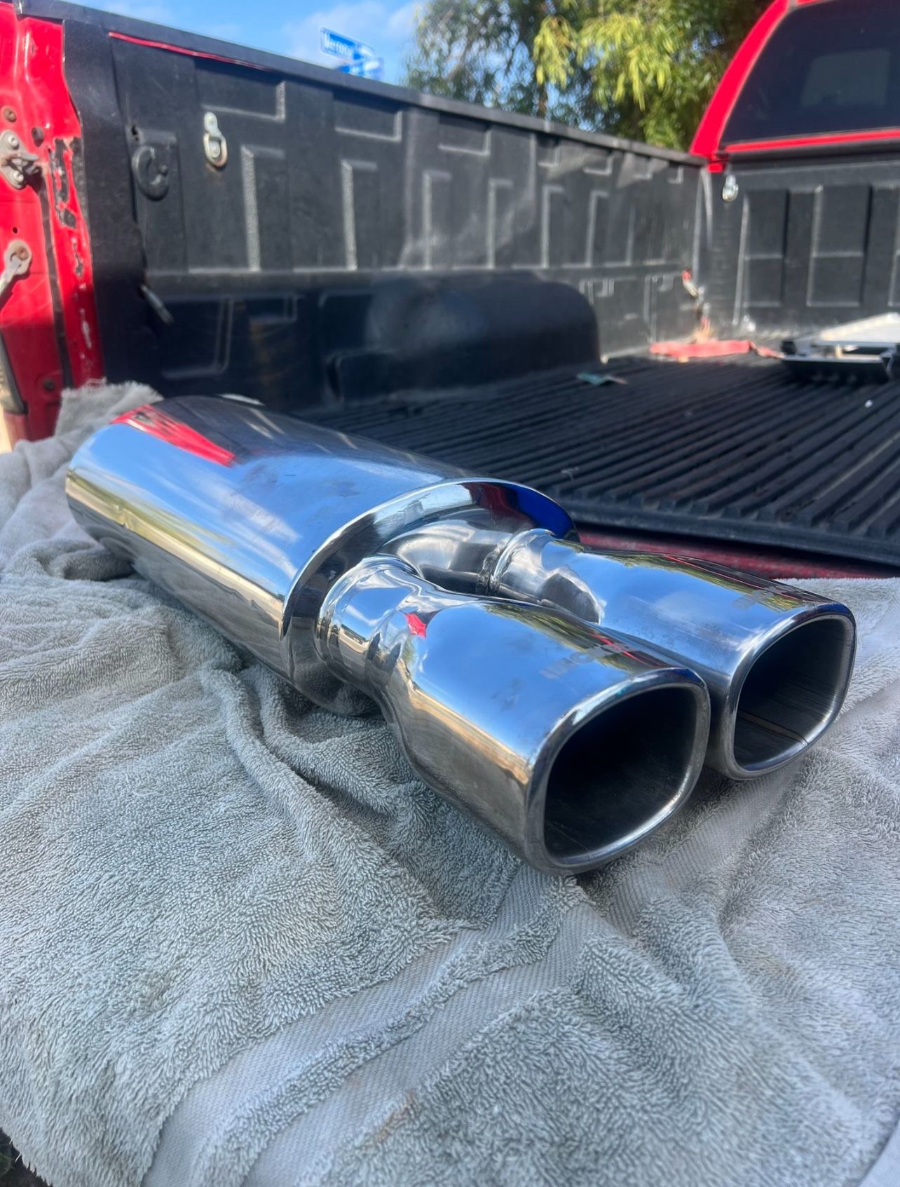 Wicked stainless steel car exhaust muffler dual tips chrome auto