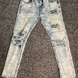 Encrypted NYC Light Blue Acid Washed Jeans 