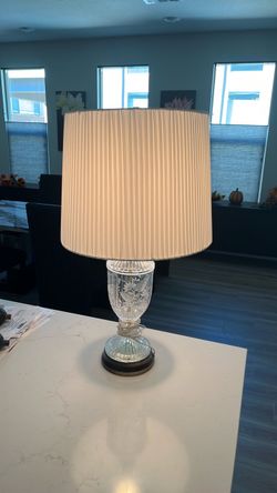 Crystal Table Lamp with Pleated Shade