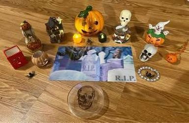 Ceramic tea cup/votive holders & Halloween decor.