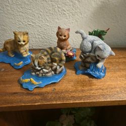 4 Hamilton Collection Purr-fect Adventure by Jurgen Scholz Kitty Cat Figurines all $15