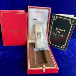 Vintage Silver Brushed Oval Cartier Lighter New Sealed Old Stock Condition Full Set 