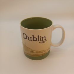 2017 Starbucks Dublin Ireland Global Icon Green White Coffee Mug Cup - EUC