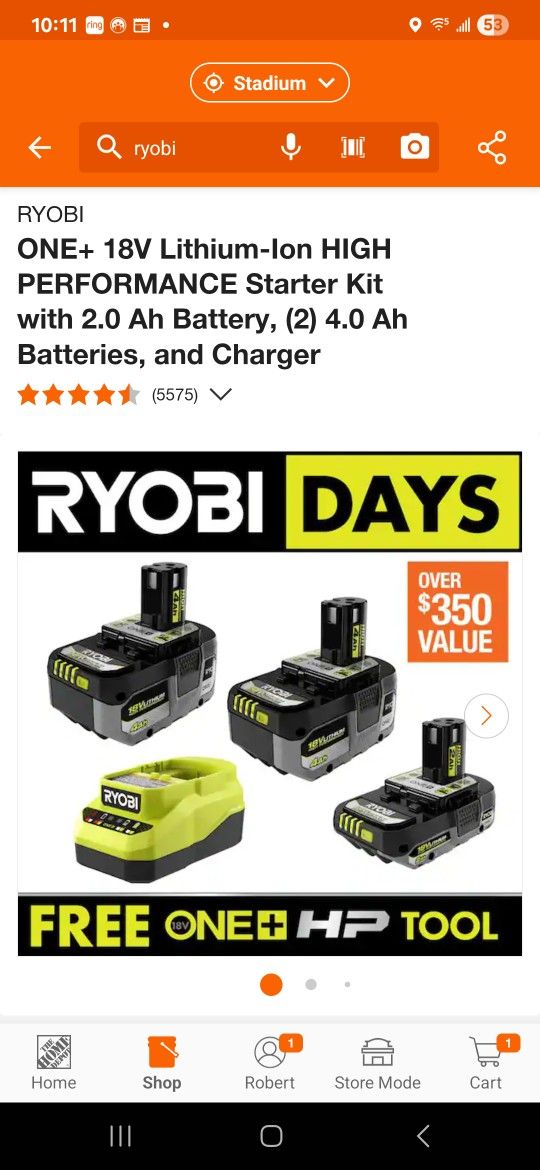 Brand New Ryobi batteries With Charger
