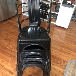 Metal Indoor-Outdoor Stackable Chairs Set Of 4