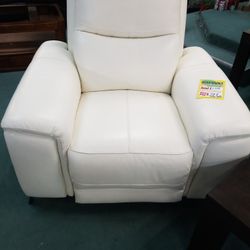 Oversized White Electric Recliner