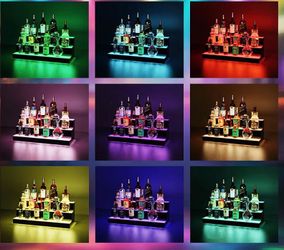 MESAlLUP 60 Inch 3 Tier Lighted  Bottle Display Shelf, LED Bar Shelves with Remote Control, Mulit Color