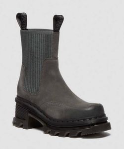 NEW Dr Martens Gray Suede Chelsea Platform Lug Sole Boots Womens Size 8 NWOB