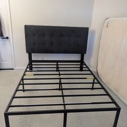 West elm Suede Headboard and Queen metal bed frame