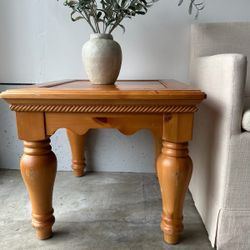 Pair of Solid Wood End Tables – Turned Legs