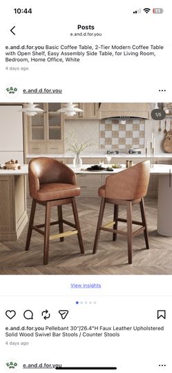 Pellebant 30’’/26.4”H Faux Leather Upholstered Solid Wood Swivel Bar Stools / Counter Stools