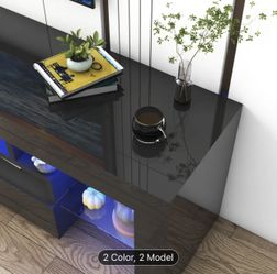 63’’/71’’ LED Black TV Stand - Modern Entertainment Center