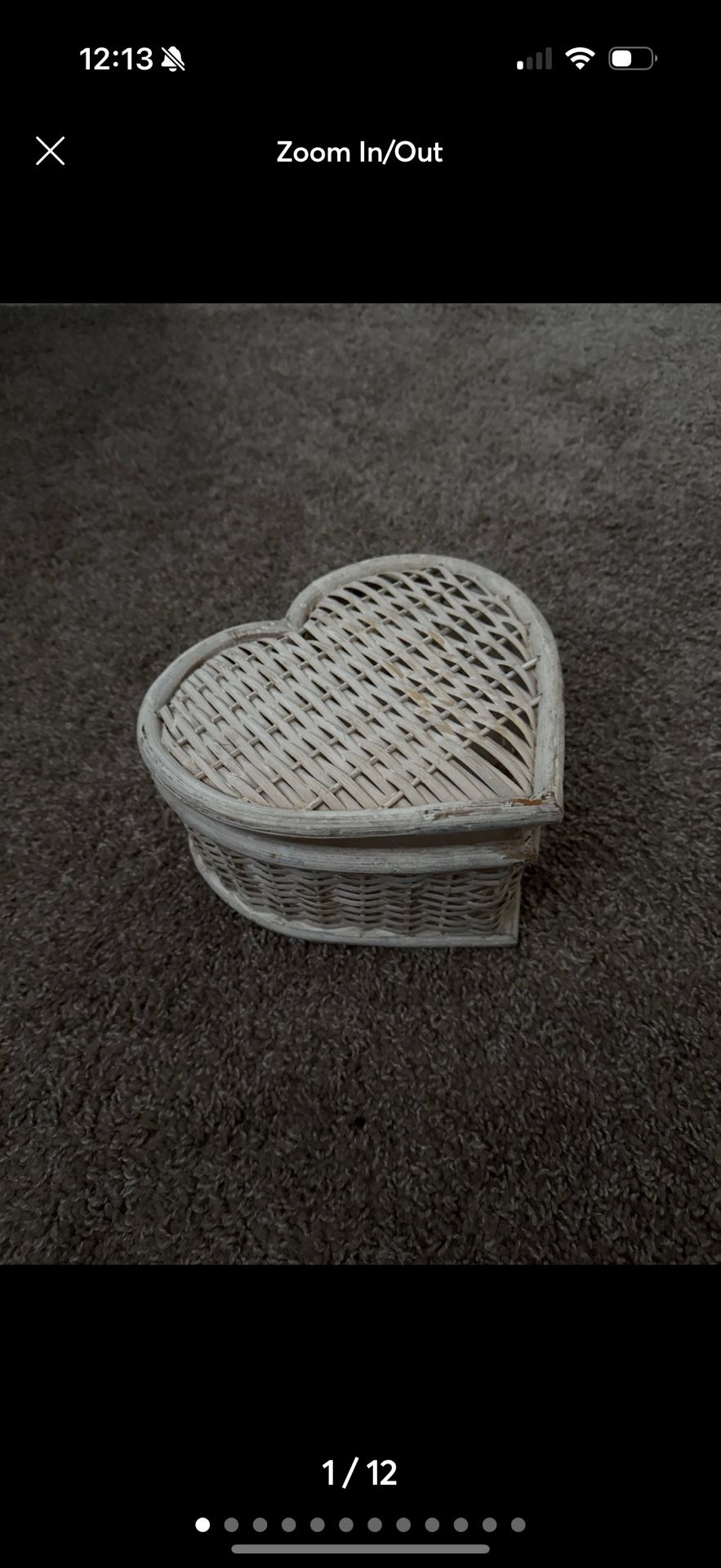 Vintage antique mcm mid century Victorian large wicker heart basket