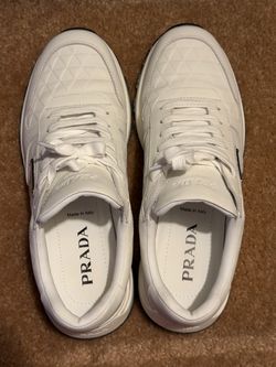 Prada White Leather Sneakers Made in Italy
