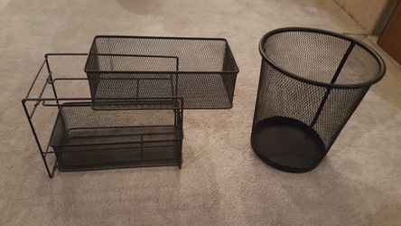 Dial rack wire desk organizer and wastebasket