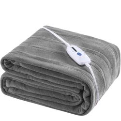 Electric Heated Blanket Twin Size 62"x84" Home Bedding Use Controller with 4 Heating Levels and  9 Hours Auto Shut Off Soft Fleece Machine Washable -G