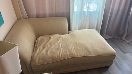 Beige Fabric Chaise Lounge Chair