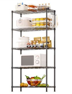 Ktaxon 5-Tier Wire Shelf 21" x 11.5" x 59", Storage Rack Adjustable Unit 800lb Capacity for Kitchen Garage, Black