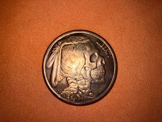 Buffalo Nickel Skull Hobo 1oz copper coin