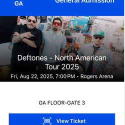 Floor Ticket to Deftones in Vancouver BC on Private Music Release Day
