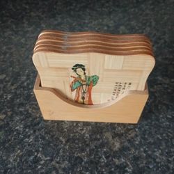 Japanese Bamboo Coaster Set