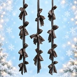 15 Brand-New Black & Gold Christmas Bow Garlands – $20