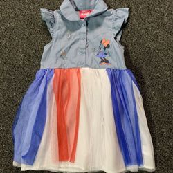 Disney Minnie Mouse girls size 5T patriotic denim and red white and blue tulle fourth 4th of July dress 