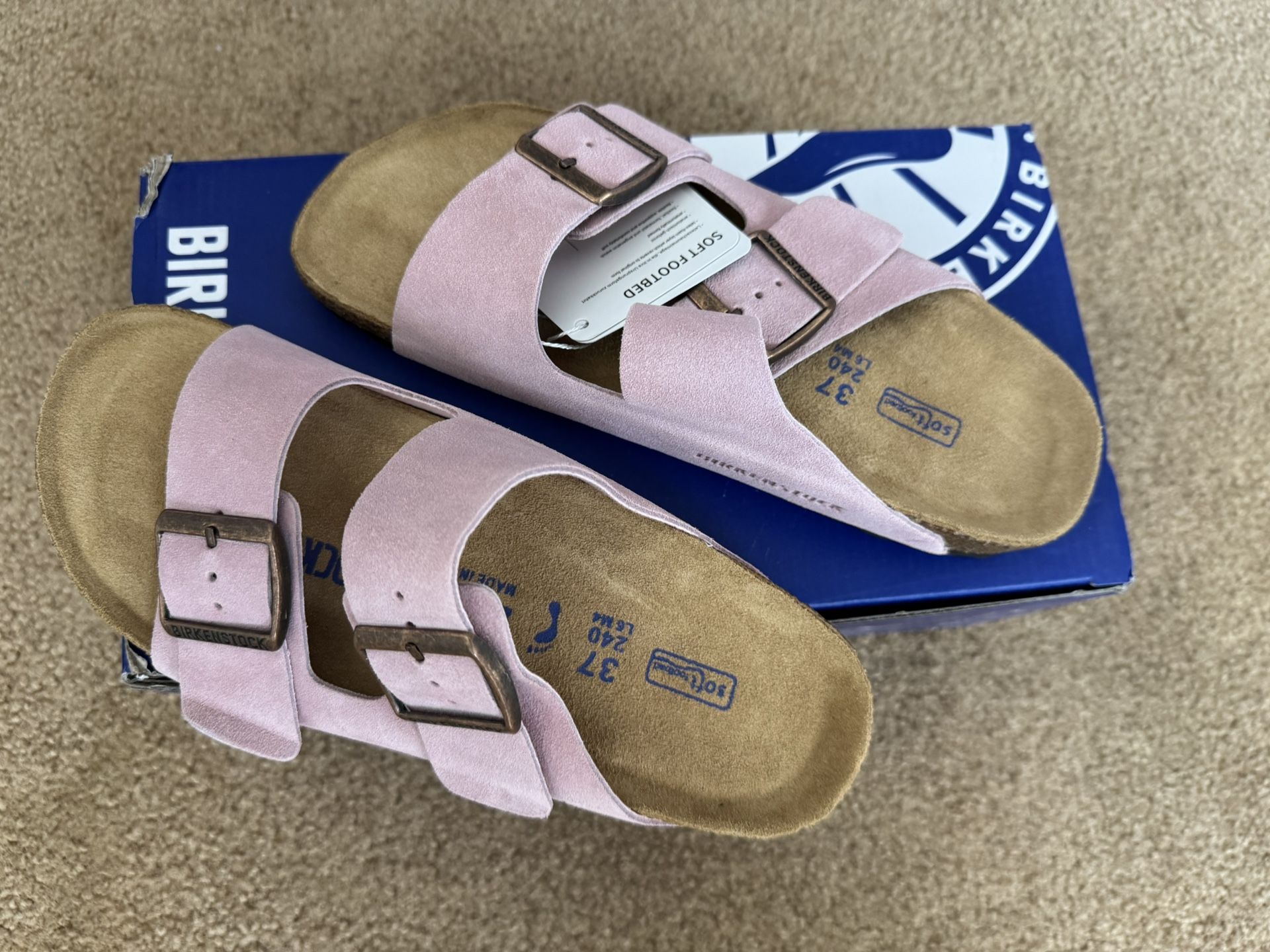 Birkenstock Arizona Pink Suede Leather Unisex Casual Sandals