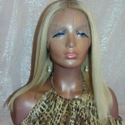 Ash Blonde 14 Inch Middle Part Ombre Lace Front Wig