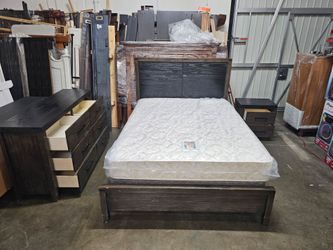 Dark Gray Queen Bedroom Set with Mattress