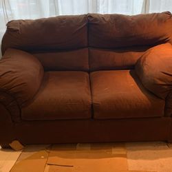 Brown love seat
