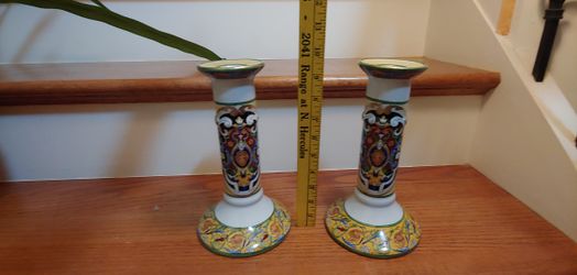 CERAMIC CANDLESTICKS PAIR