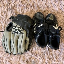 Baseball Glove And Shoes For Boys Size 11