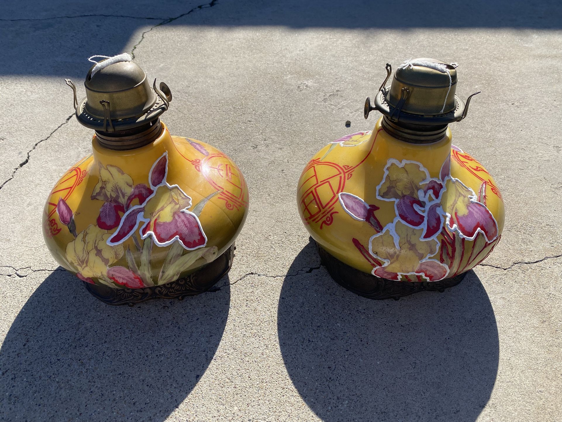 Oil Lamps Victorian Chinese Antique 