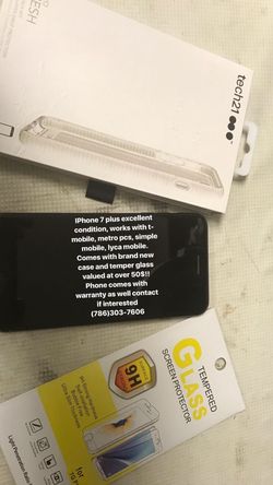 iPhone 7 plus (t-mobile, metro-pcs, simple mobile, lyca mobile) comes with NEW case & temper glass