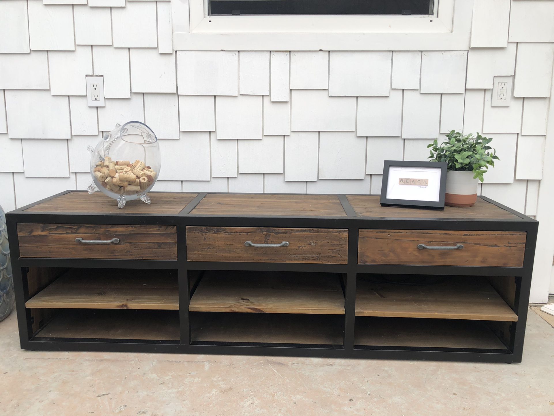 Steel Framed Console With Industrial Vibe