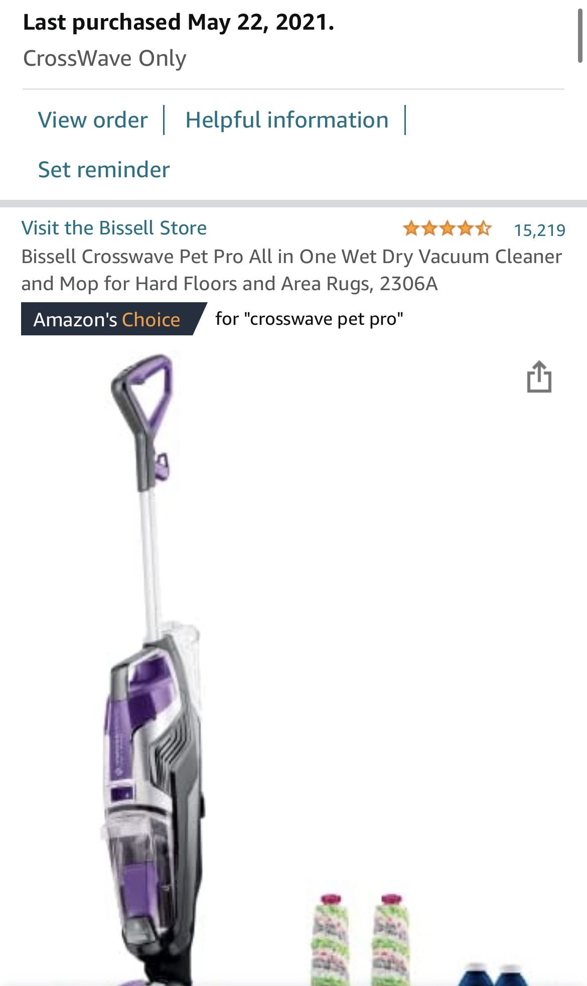 BISSELL Crosswave Pet Pro All in One Wet Dry Vacuum Cleaner and Mop for  Hard Floors and Area Rugs, 2306A