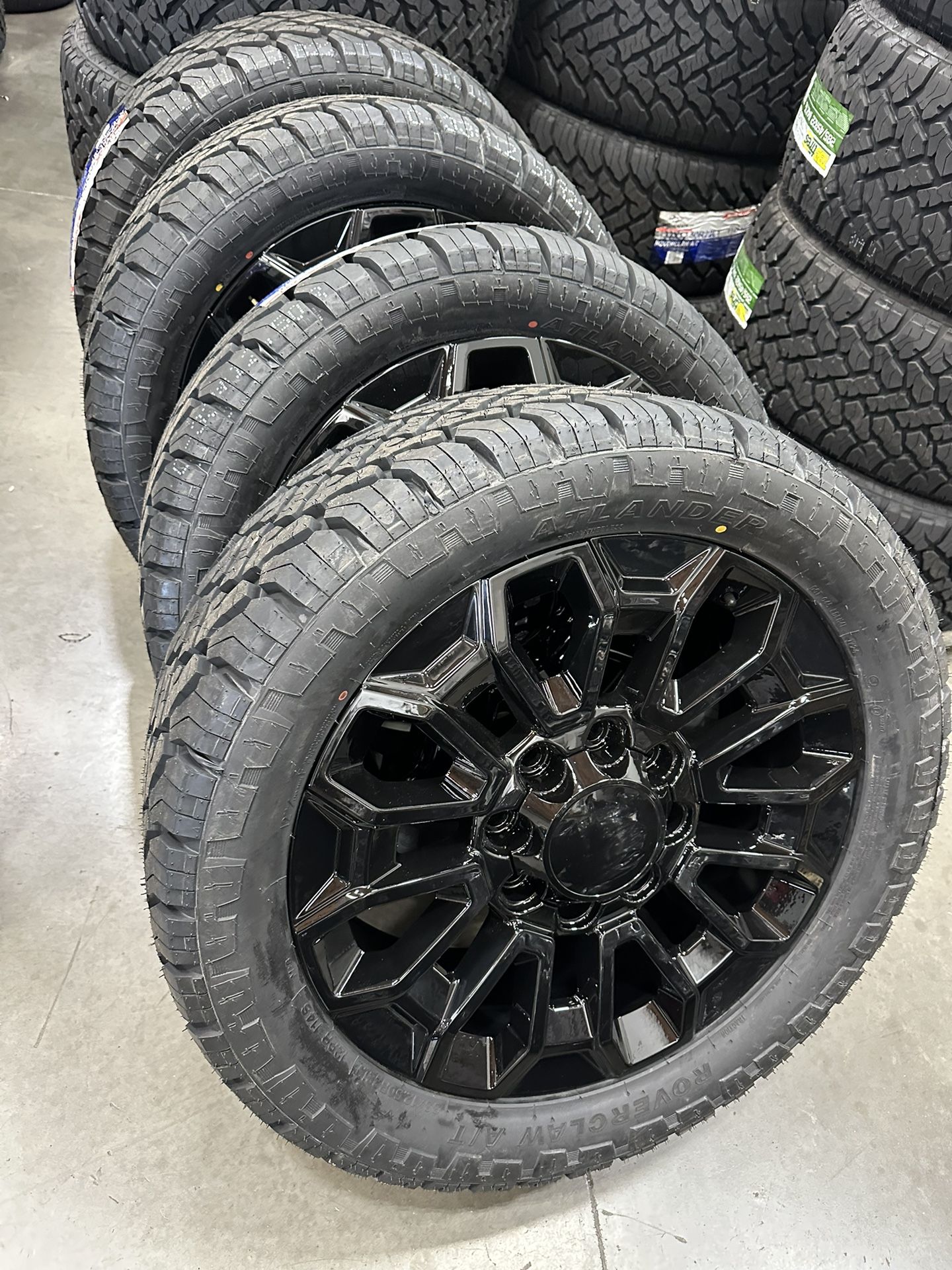22" BLACK Wheels 22x8.5 8x180 Rims and Tires Chevrolet Chevy 2500 Silverado GMC Sierra 3500 HD Chevrolet 2500HD DENALI 3500HD ULTIMATE Duramax