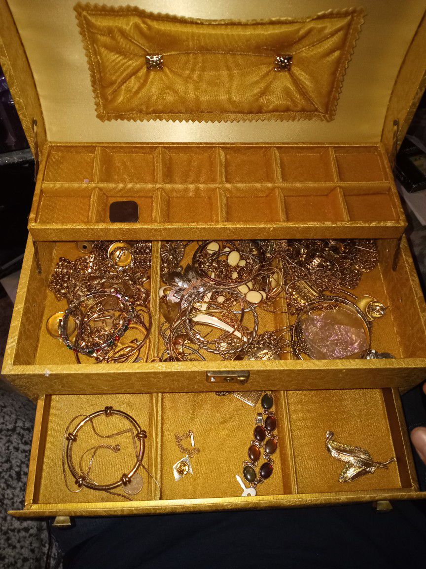 Jewelry Box With Some Jewelry Goldandsilver