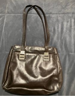 Perlina Brown Medium Shoulder Bag Double Handles Zip, Inner Pockets