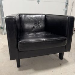 Leather Armchair Black Faux Good Condition