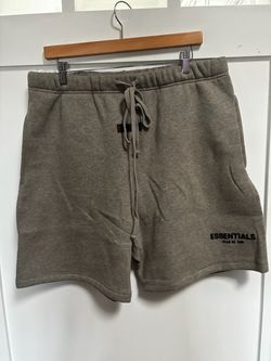 Essentials Men's Gray Shorts Large Logo Solid Elastic Waist Drawstring Pockets