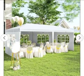 10 ft. x 20 ft. White Wedding Party Canopy Tent Outdoor Gazebo with 6-Removable Sidewalls&venta&%$
