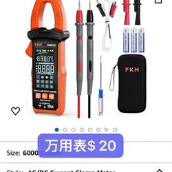 FKM Digital Clamp Meter Multimeter 6000 Counts Amp Voltage Tester Auto-ranging with AC/DC Voltage/C