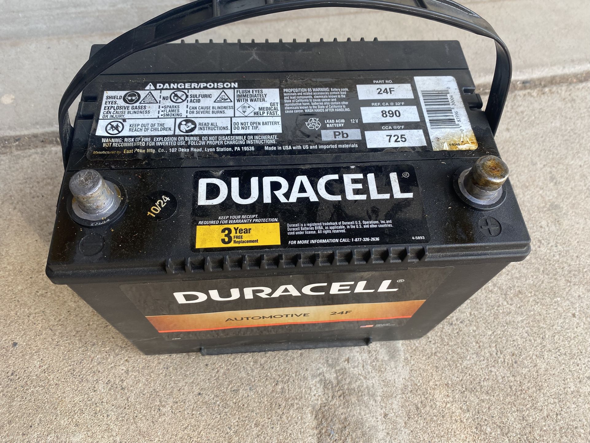 Duracell Group 24F 725 CCA Cold Cranking Amps car truck Battery