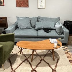Velvet Aqua Mid Century Couch