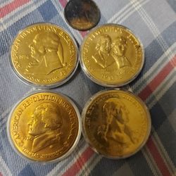 A8SX999 LOT OF 4 COOL MEDALS NOT SURE 0F ORIGIN OR COMPOSITION