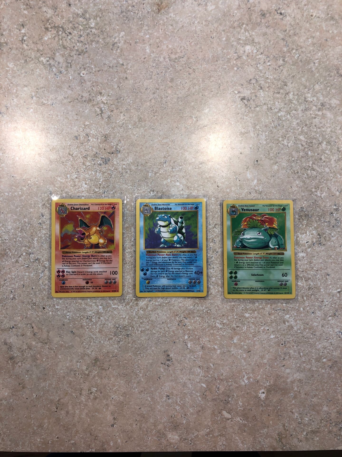 3 shadowless Pokemon starter set