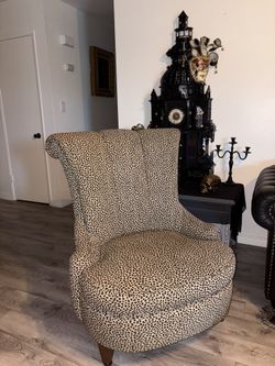 Antique Leopard Print Wingback Chair