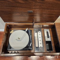 HUGE BUNDLE! 1970's MCM Zenith Console: Turntable, AM/FM Radio, 8-Track + MORE 